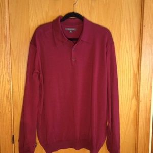 NORDSTROM men’s red knit top size XXL, 100% extra fine merino wool, very soft